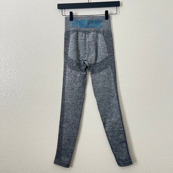 Gymshark seamless leggings heather gray light blue logo - Picture 3 of 9